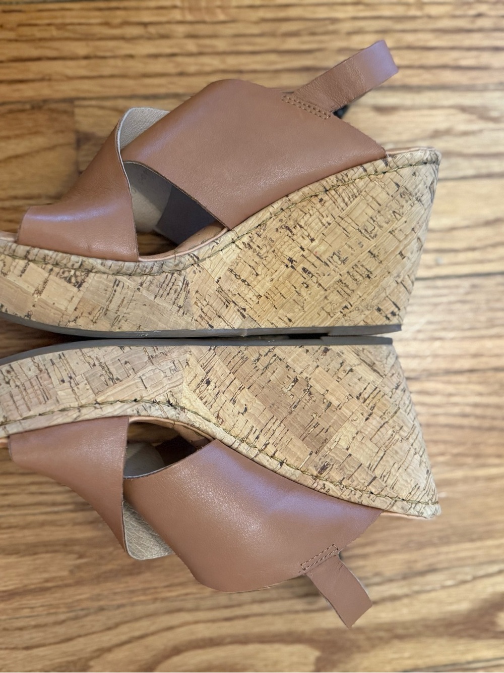 Born Tan Leather Cork Wedge Sandals - Picture 7 of 8